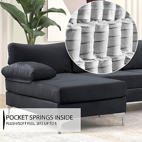 Modern U-Shape Velvet Sectional with Chaise Lounge