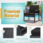 Flamaker Black 3-Piece Outdoor Wicker Patio Set