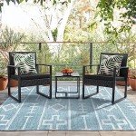 Flamaker Black 3-Piece Outdoor Wicker Patio Set