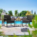 Flamaker Black 3-Piece Outdoor Wicker Patio Set
