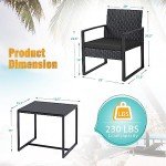 Flamaker Black 3-Piece Outdoor Wicker Patio Set