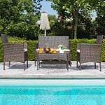 4-Piece Outdoor Wicker Patio Conversation Set