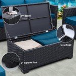 Peacock Blue 6-Piece Rattan Patio Furniture Set
