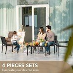 Devoko 4-Piece Black Patio Conversation Set
