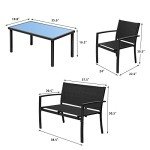 Devoko 4-Piece Black Patio Conversation Set