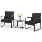 3-Piece Outdoor Rattan Bistro Furniture Set