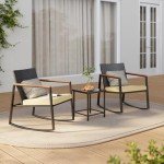 Gizoon 3-Piece Outdoor Rocking Bistro Set