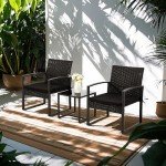 3-Piece Outdoor Rattan Bistro Furniture Set