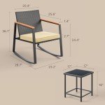 Gizoon 3-Piece Outdoor Rocking Bistro Set