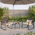 Gizoon 3-Piece Outdoor Rocking Bistro Set