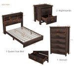 Walnut 4-Piece Queen Bedroom Set with USB Ports
