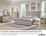 Farmhouse Queen Size Bed Frame with Storage Drawers