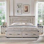 Farmhouse Queen Size Bed Frame with Storage Drawers