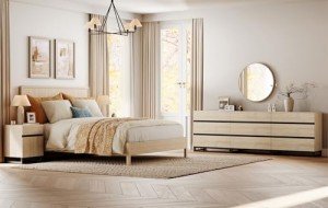 Light Oak Dresser and Nightstand Set of 3