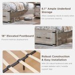 Farmhouse Queen Size Bed Frame with Storage Drawers