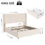 King Velvet LED Bed Frame with Storage Drawers