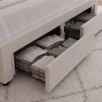 King Velvet LED Bed Frame with Storage Drawers