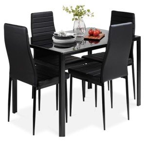 5-Piece Modern Glass Dining Set with Chairs