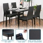 Modern Black Glass Dining Table Set for Small Spaces