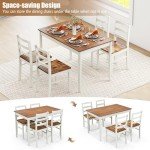 Solid Wood Farmhouse Dining Table Set for 4