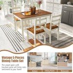 Solid Wood Farmhouse Dining Table Set for 4