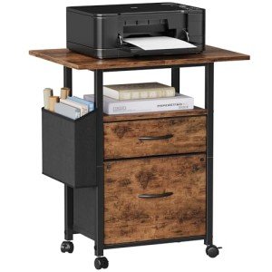 Light Brown Rolling File Cabinet with 2 Drawers