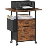 Light Brown Rolling File Cabinet with 2 Drawers