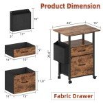 Light Brown Rolling File Cabinet with 2 Drawers