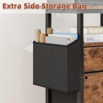 Light Brown Rolling File Cabinet with 2 Drawers