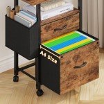 Light Brown Rolling File Cabinet with 2 Drawers