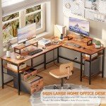 L-Shaped Desk with Power Outlet and Storage Shelves