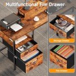 L-Shaped Desk with Power Outlet and Storage Shelves