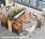 L-Shaped Desk with Power Outlet and Storage Shelves