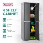 Lockable 4-Shelf Utility Storage Cabinet in Gray