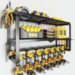 Heavy-Duty Wall-Mount Tool Organizer with Drill Holders