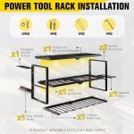 Heavy-Duty Wall-Mount Tool Organizer with Drill Holders