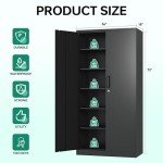Letaya Tall Metal Storage Cabinet with Lock - Black
