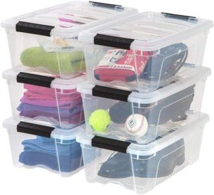 13 Qt Stackable Clear Storage Bins with Lids - 6 Pack