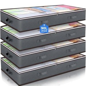 90L Foldable Under Bed Storage Bags - Grey