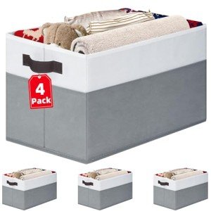 4 Pack Large Fabric Storage Baskets with Handles