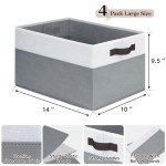 4 Pack Large Fabric Storage Baskets with Handles