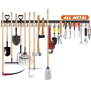 68'' Metal Garden Tool Organizer with Hooks