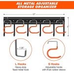 68'' Metal Garden Tool Organizer with Hooks