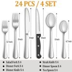24-Piece Stainless Steel Silverware Set for 4
