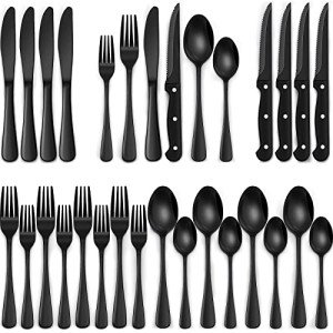 24-Piece Black Stainless Steel Flatware Set