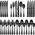 24-Piece Black Stainless Steel Flatware Set