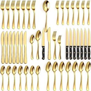 Tribal 49-Piece Gold Stainless Steel Flatware Set