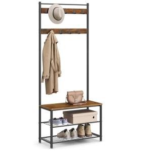 VASAGLE 3-in-1 Coat Rack and Shoe Storage Bench