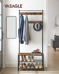 VASAGLE 3-in-1 Coat Rack and Shoe Storage Bench
