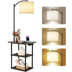 PESRAE Modern Floor Lamp with Charging Table